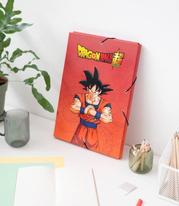 Dossier scolaire - Dragon Ball Super - 34x25,5 cm - Couverture rigide - 3 rabats flexibles - Élastique