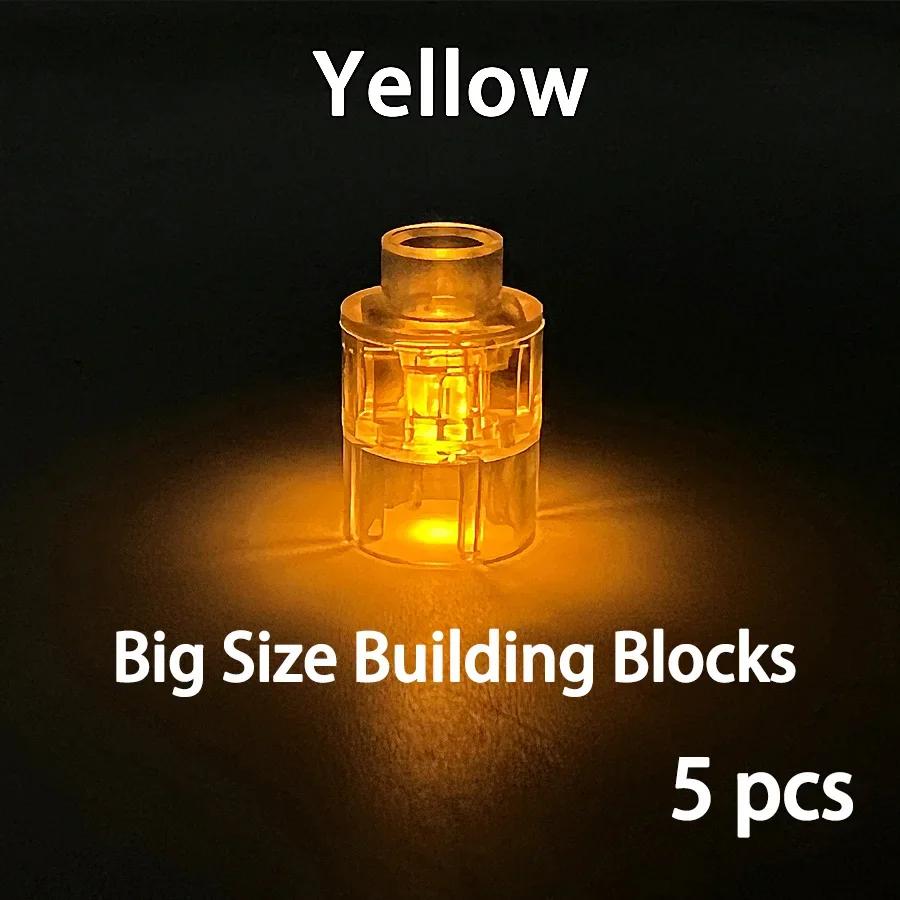 5Pcs Big Size Round LED Light Brick Luminous Lamp Accessories Flash Building Block Xmas Toy Lights Compatible With Leduo Brand