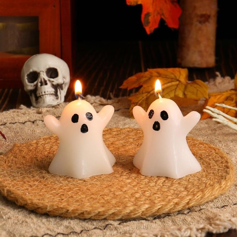 Pack of 10 Funny Ghostly Shape Candle for Halloween Festivities Party Paraffin Wax Candle Table Centerpieces Decoration