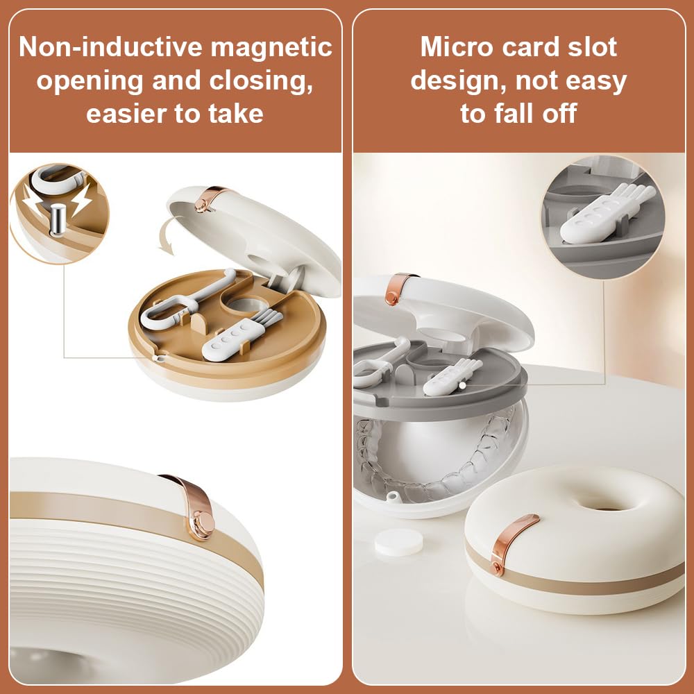 Donut-Designed Braces Storage Box Portable Removable Denture Storage Box Children'S Orthodontic Invisible Braces Storage Box