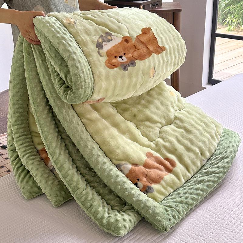 2025 Winter Imitation Rabbit Fur High-Weight Three-Layer Quilted Blanket