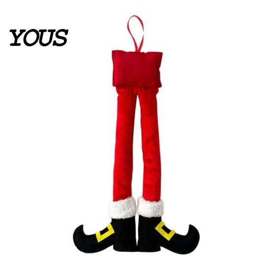 Christmas Gift for Car Lovers Elf Legs, Santa Legs Hanging Ornaments, Plush Stuffed Xmas Pendant, Home Door Frame Decor Fun Holiday Mirror,
