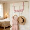 Pink Metal Over Door Hook for Clothes Bags Towels Easy Installation Coat Hanger Space Saving Storage Solution