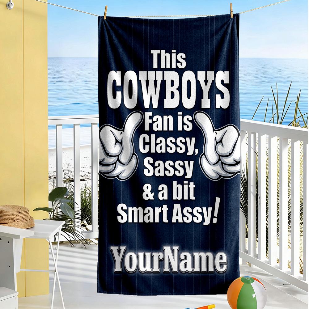 Dallas Customizable Name Beach Towel Soft Durable Quick-Dry Ideal for Travel Outdoor Swim Pool Yoga Surf Camping Hiking Gym Gift Holiday