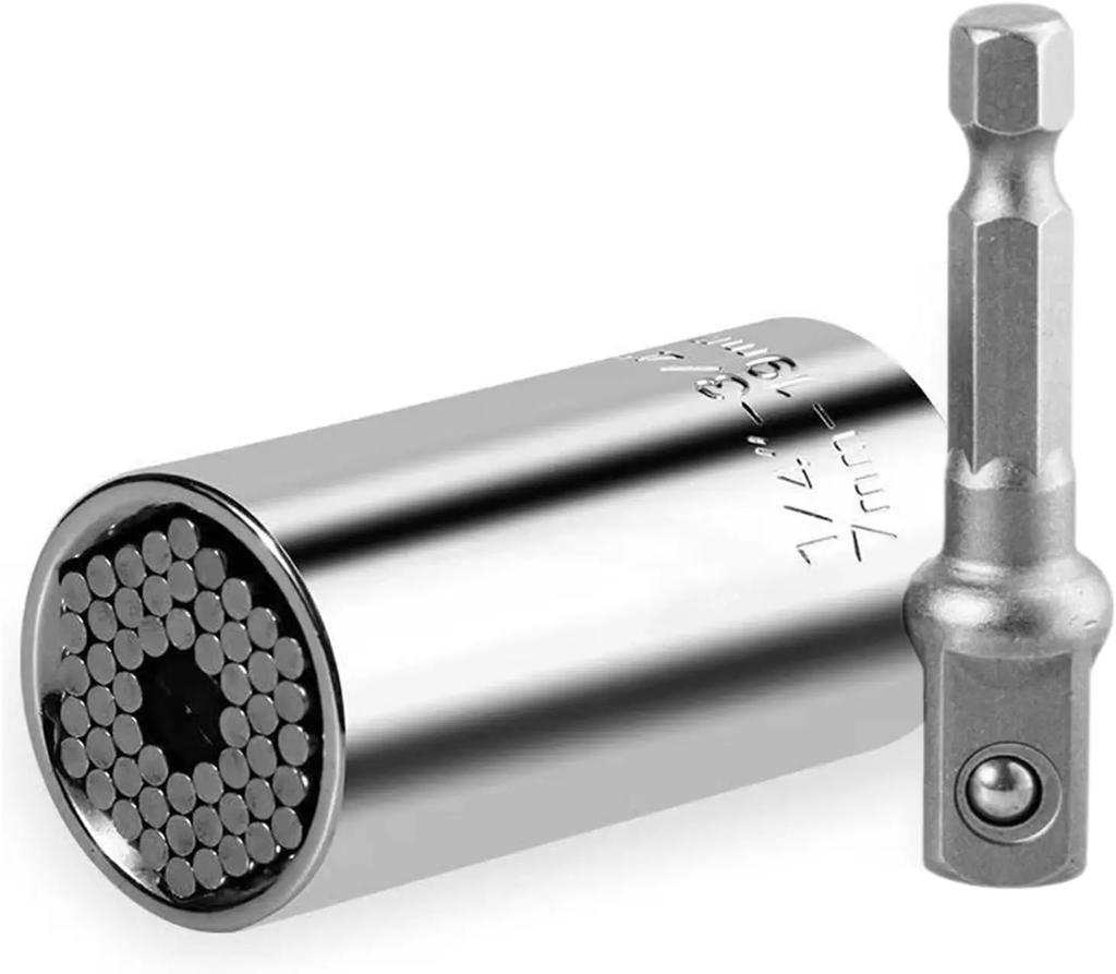 Universal Socket Tool with Drill Adapter (7mm-19mm) Socket Suitable for Daily Carpentry Maintenance Home Improvement Renovation
