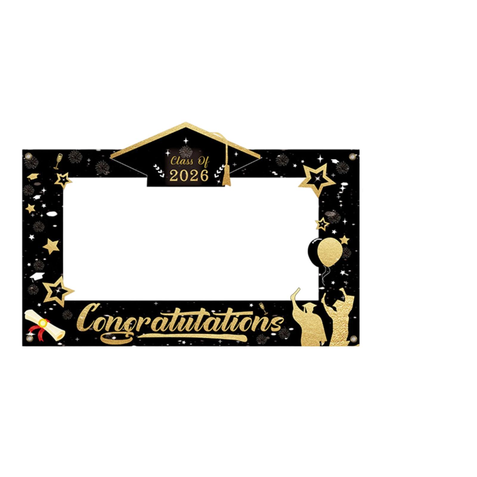 Graduation Photo Frame Banner Class of 2026 Graduation Party Decoration Congrats GRAD Graduation Ceremony Photo Prop