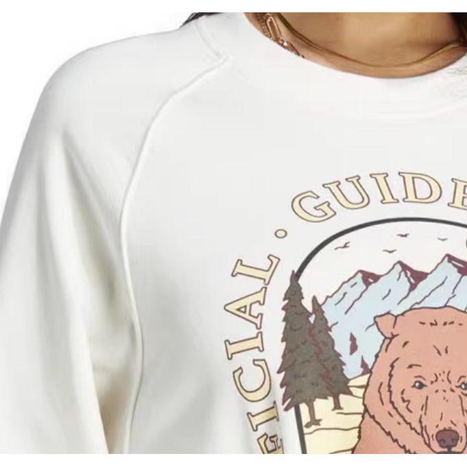 Adidas Originální mikina s kulatým výstřihem Trefoil se zvířecím potiskem a dlouhým rukávem Dámská mikina Bílá IL2426