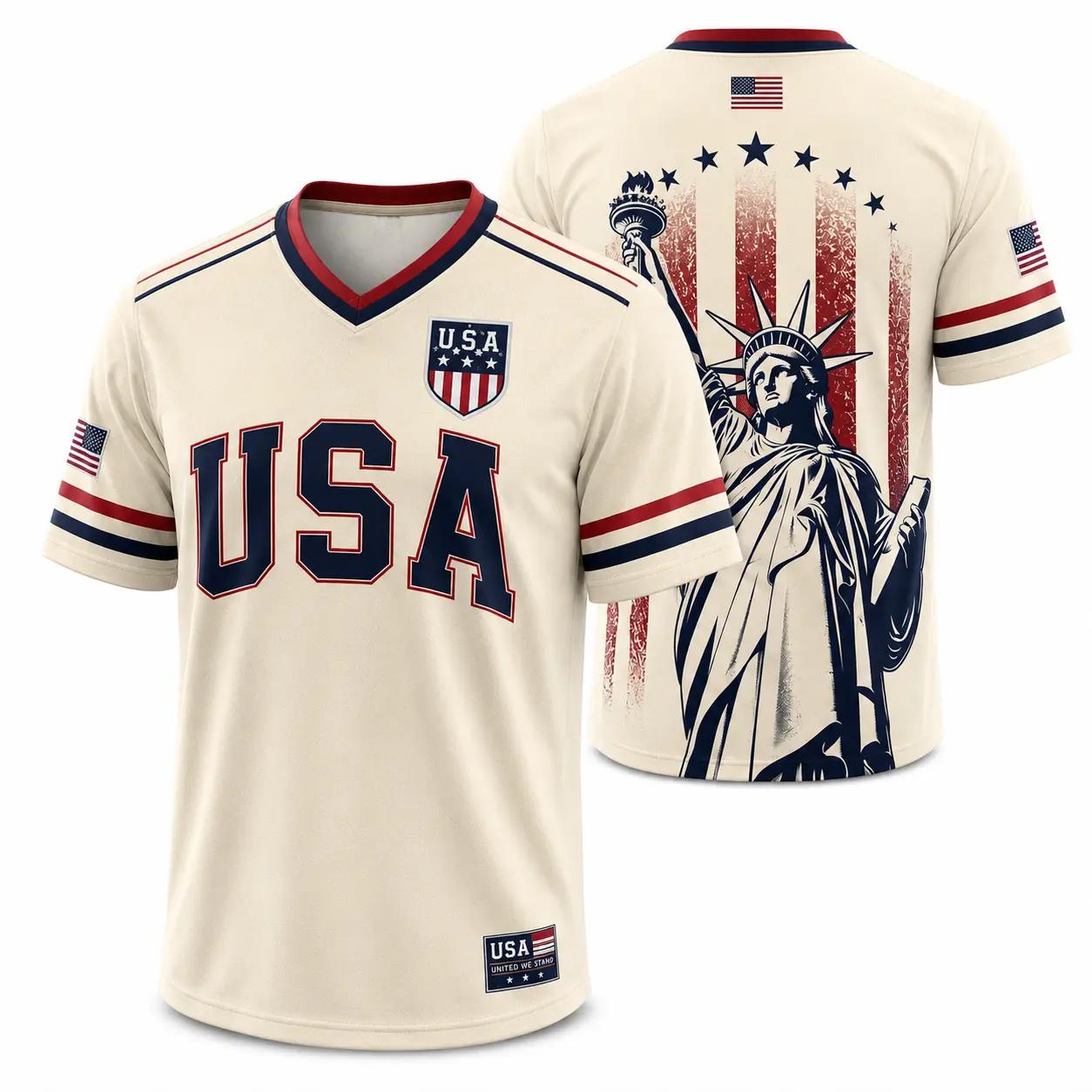 Men s Casual Short Sleeve USA Letter Print T-Shirt L