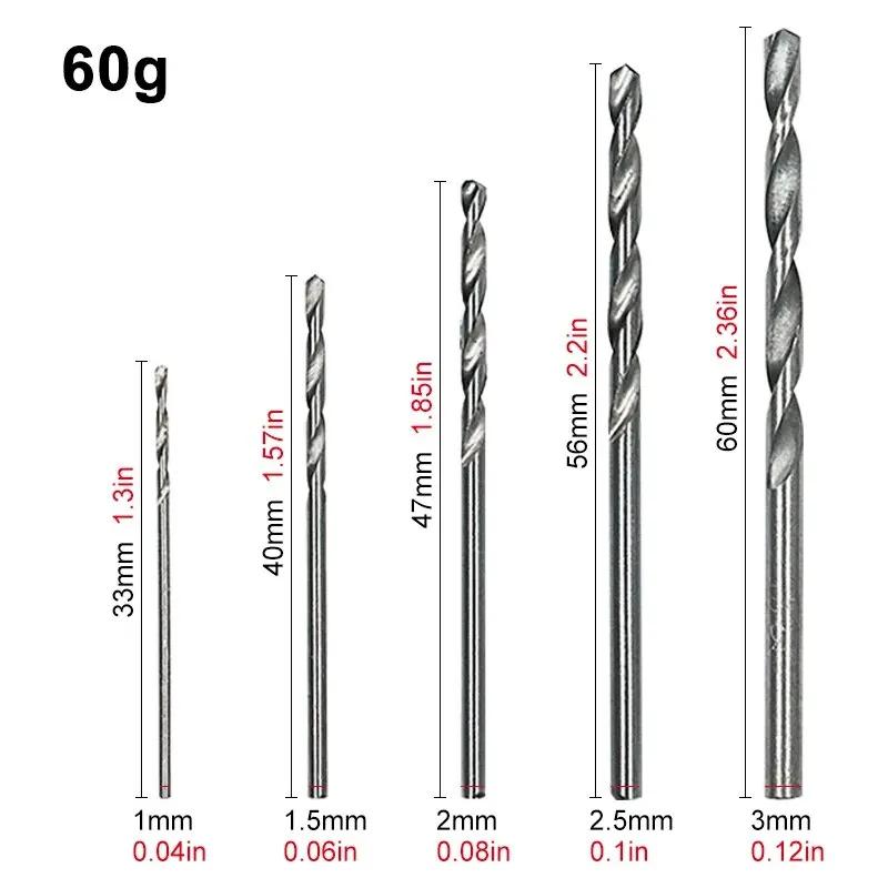 100PCS Twist Drill Bit Set 1-3mm Titanium Plated for Wood Metal Hand Electric Drill