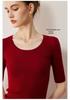 2026 Autumn/Winter Women's Slim Fit Five-Sleeve Wool Sweater, Round Neck