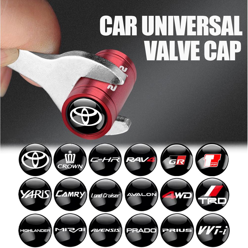 For Toyota 2026 Hot Hub Caps 4Pcs Car Sports Logo Metal Wheel Tire Valve Stem Caps Accessories For Toyota Rav4 Corolla Camry Mir