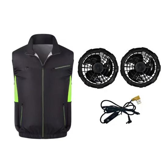 Fan Vest with Adjustable Wind Speed Powerful Dual Fan Cooling Ergonomic Design Summer Heat Relief Cooling Waistcoat