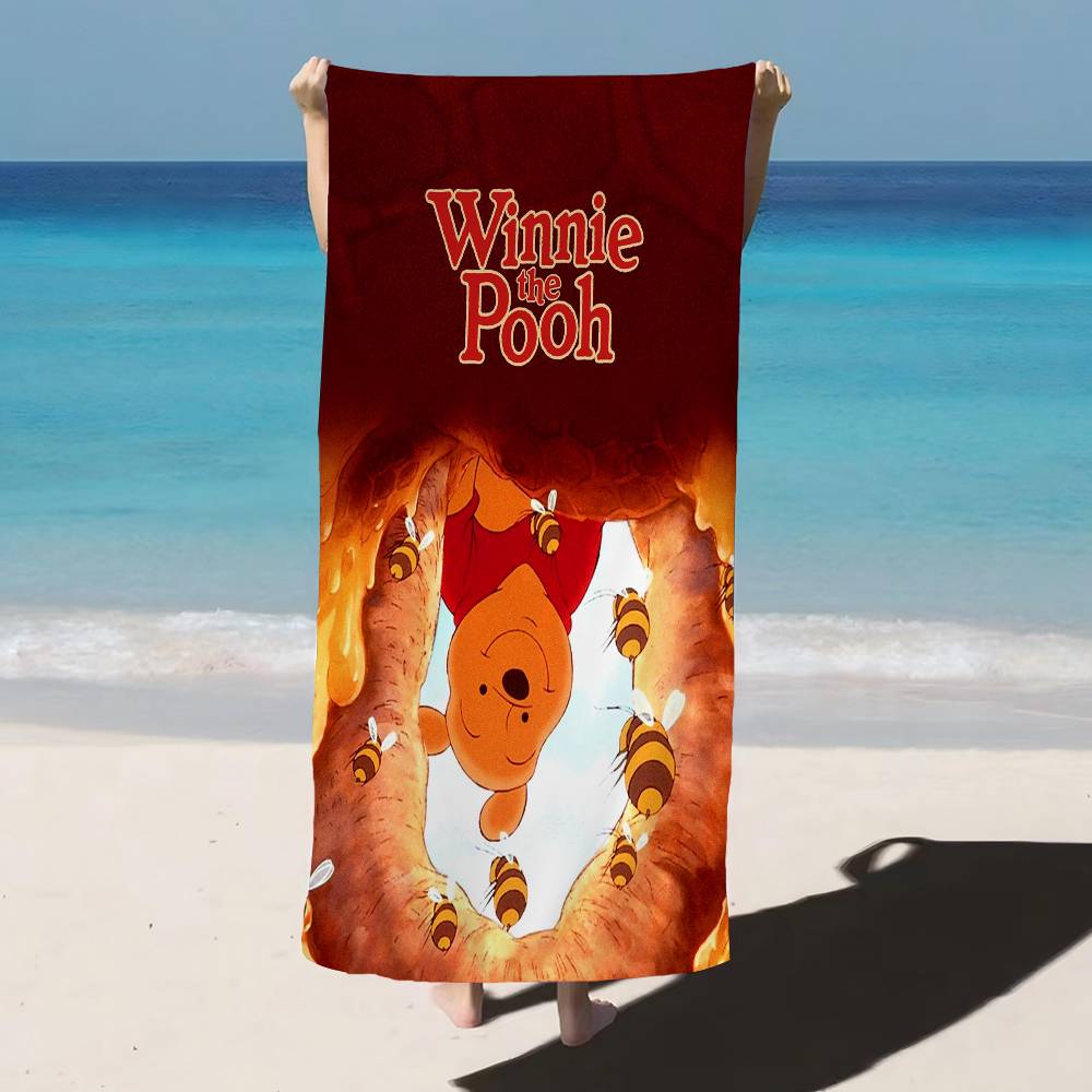 Winnies The Poohs Bear Anime Beach Swimming Towel Soft Absorbent Washcloth Children's Gifts for Kids Travel Camping Gym