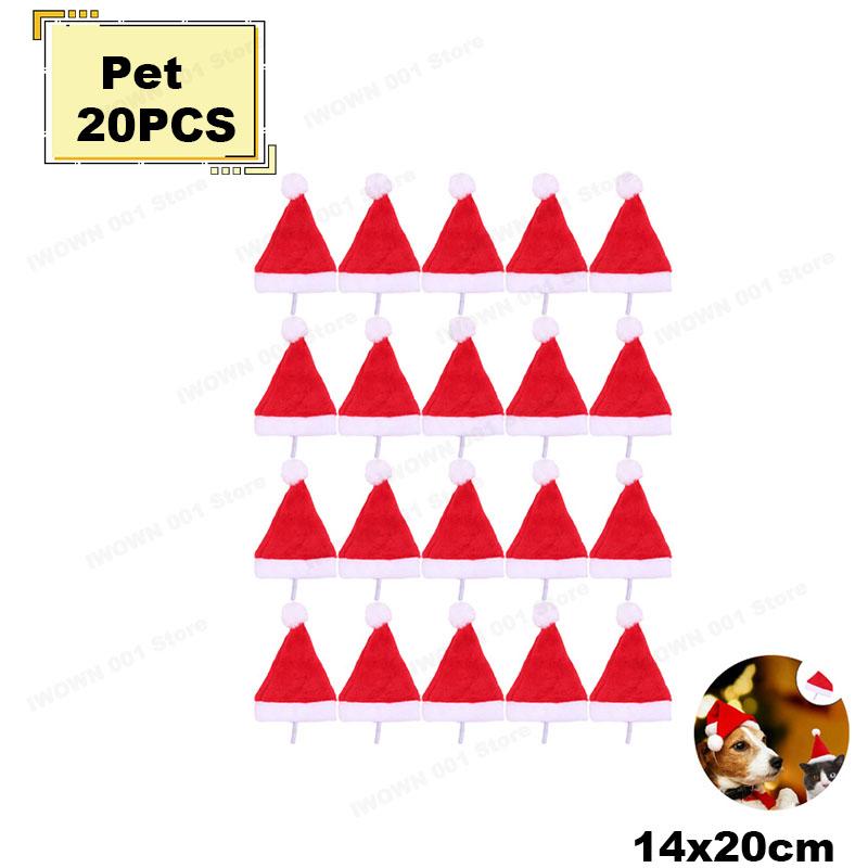 1-20PCS Christmas Pet Santa Hat Red Plush Soft Holiday Cap for Dogs Cats Festive Party Costume Cute Photoshoot Decoraton