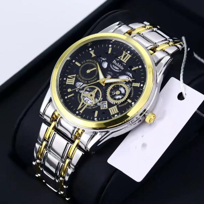 Trendy Men's Automatic Quartz Watch - High-End Light Luxury with Luminous Roman Hollow Design