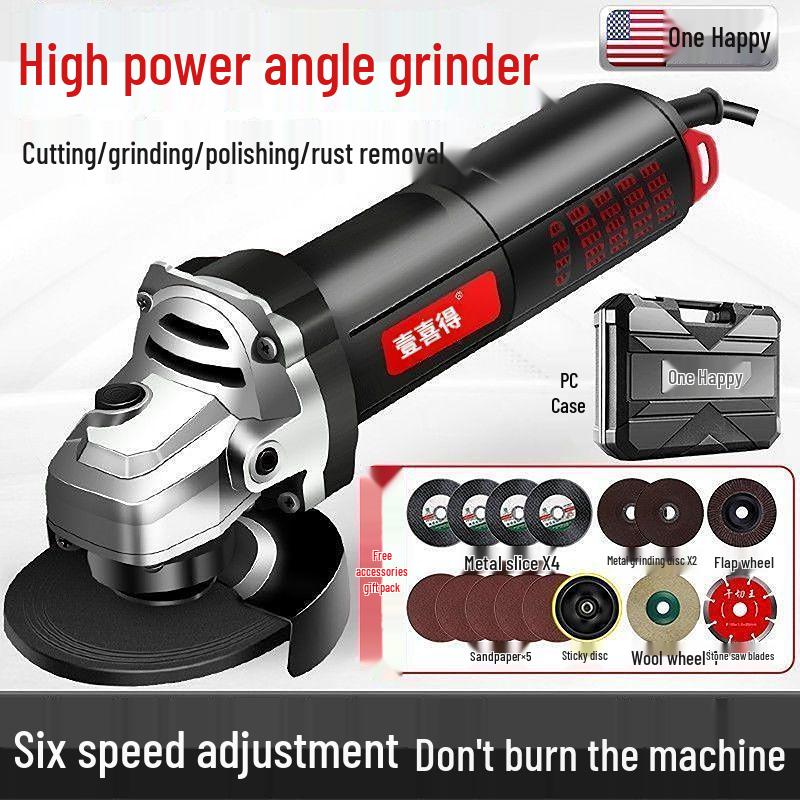 Polizor unghiular multifuncțional de mare putere pentru lustruire, tăiere, îndepărtarea ruginii și șlefuire de uz casnic.