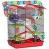 Cage for Hamsters, Mice, and Small Rodents with Tunnel, Feeder, Wheel, and Toy, 47 X 30 X 59 Cm, Red