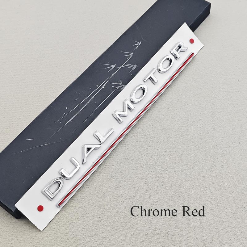 3D ABS Litery Logo Samochodu DUAL MOTOR Tylny Bagażnik Emblemat Odznaka Naklejka Naklejki Do Tesla Model 3 Model X Model S Y Akcesoria