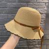 New spring and summer retro fashion bucket hat knitted basin hat casual sunshade sunscreen woven hat versatile