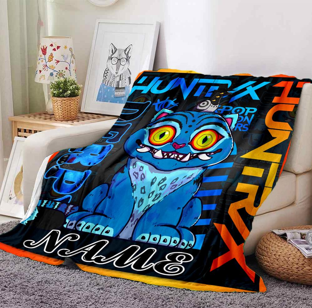 Custom Name K-Pop Hunters Flannel Blanket Throw Blanket Soft Warm Sofa Bed Home Decor Unique Gift