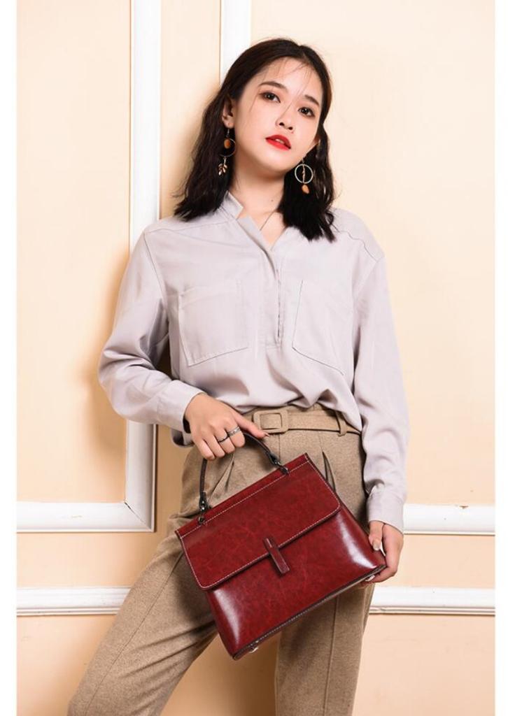 Genuine Leather Retro Women Shoulder Bags Fashi Designer Cross body Female Cover Chic Tote Handbag