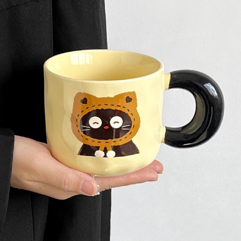 

Подарок на день рождения, сувенир для девочки, милая кружка с кошкой, милая керамическая чашка с крышкой и практичная чашка для подруг. 401-500ml