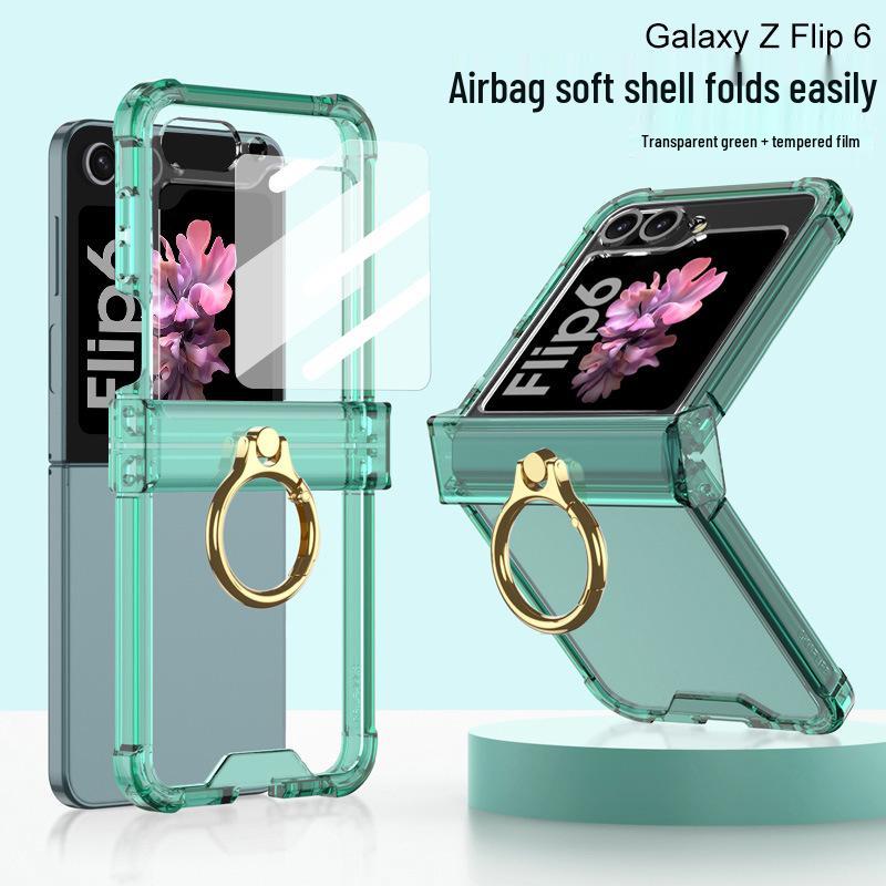 Samsung Z Flip6 Protective Case with Hinge Ring Holder, Full Coverage, Anti-fall. Suitable for Men & Women.
