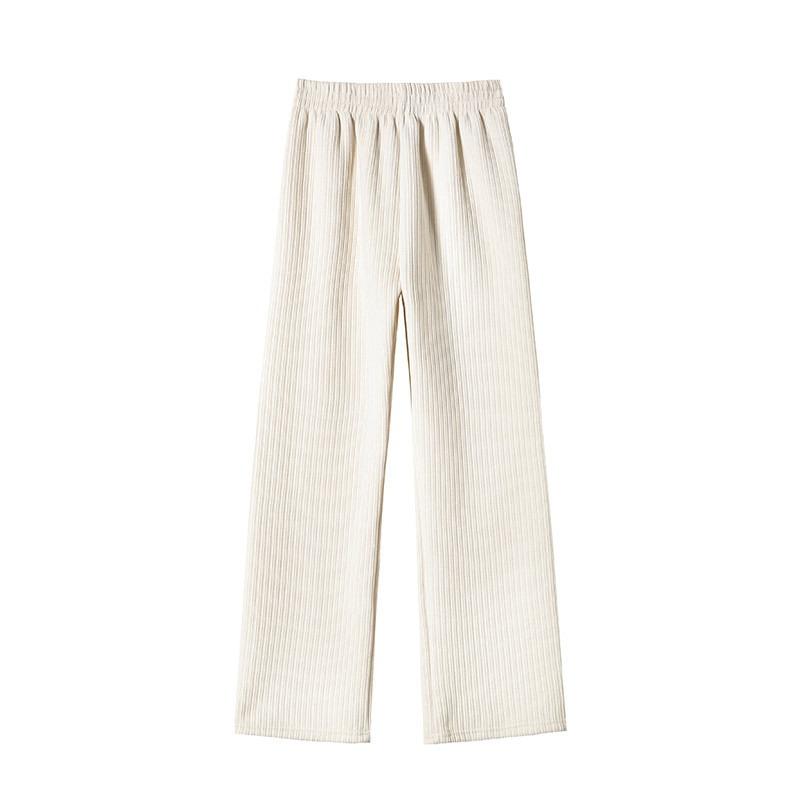Chenier Wide-leg Pants Women's Autumn and Winter High Waist Drape Loose Straight Lady Thin Casual Floor Pants Children