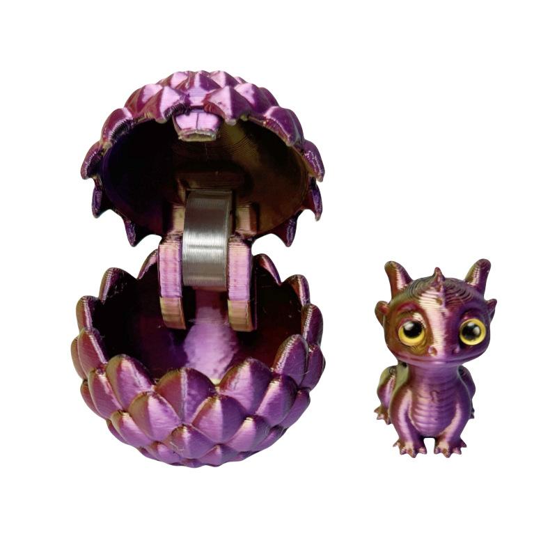 New 3D Printing Flip Cover Cute Little Dragon+Dragon Egg Set Simulation Dragon Egg Toy Model Desktop Ornament Kids Birthday Gift