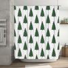 Christmas Tree Shower Curtain with Cute Illustration Decor White Waterproof Bathroom Linen for Home Decoration Supplies (Set of