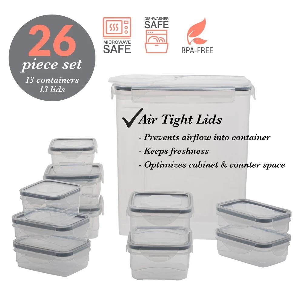 26 Piece Airtight Food Storage Container Set BPA Free Microwave Dishwasher Safe 13 Containers Snap Lock Lids Stackable Food