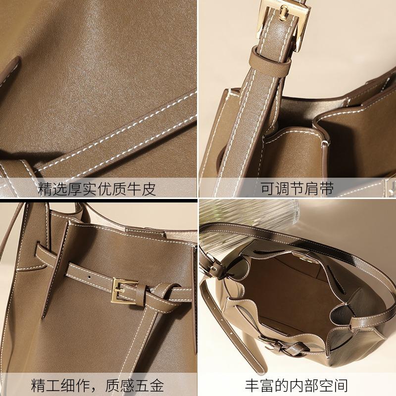 Fashion women's bags, bucket bags, new leather women's bags, shoulder bags, simple commuter tote bags, large-capacity women's bags.