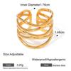 Stainless Steel Metal Irregular Line Open Rings For Women Minimalist Gold Color Geometric Curved Adjustable Ring Jewelry Gift
