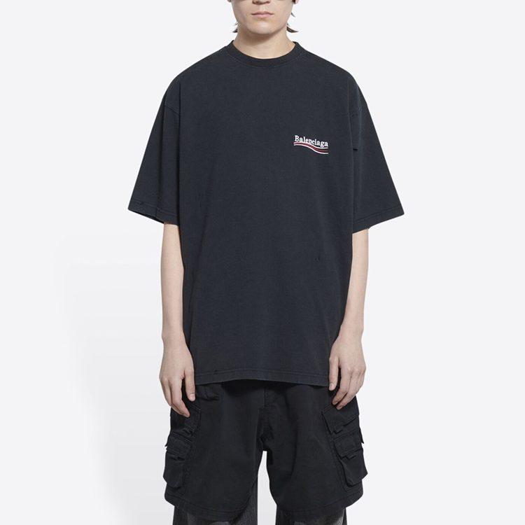 Balenciaga T Shirts Men's Black Crew Neck Moderate 641675TKVJ19034