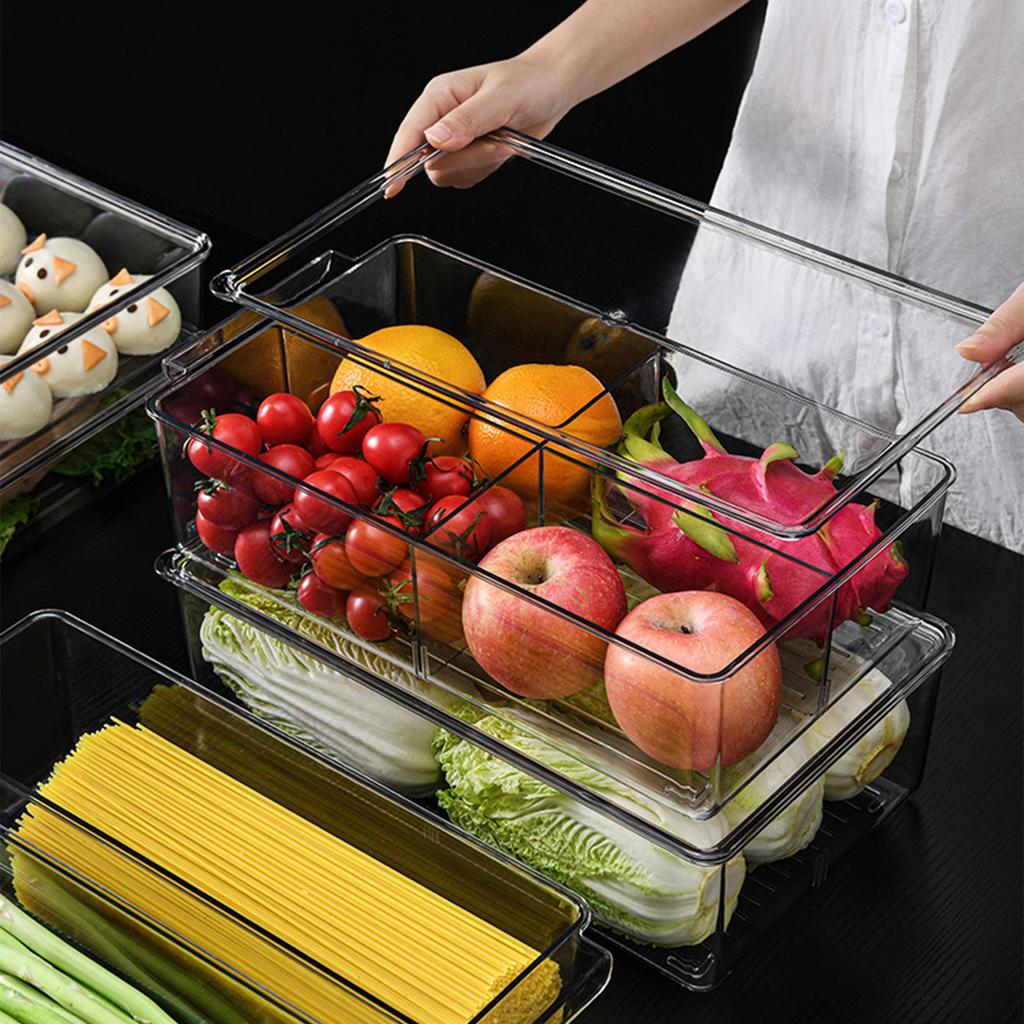 Modular Food Storage Container Transparent PET Refrigerator Organiser Space Efficient Kitchen Cabinet Organiser