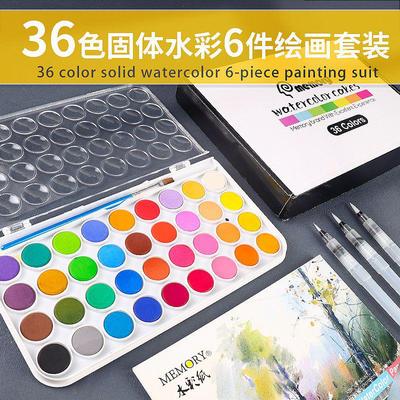 Huiyi Children's Watercolor Paint Set - 24/36 Colors Solid Powder Cakes