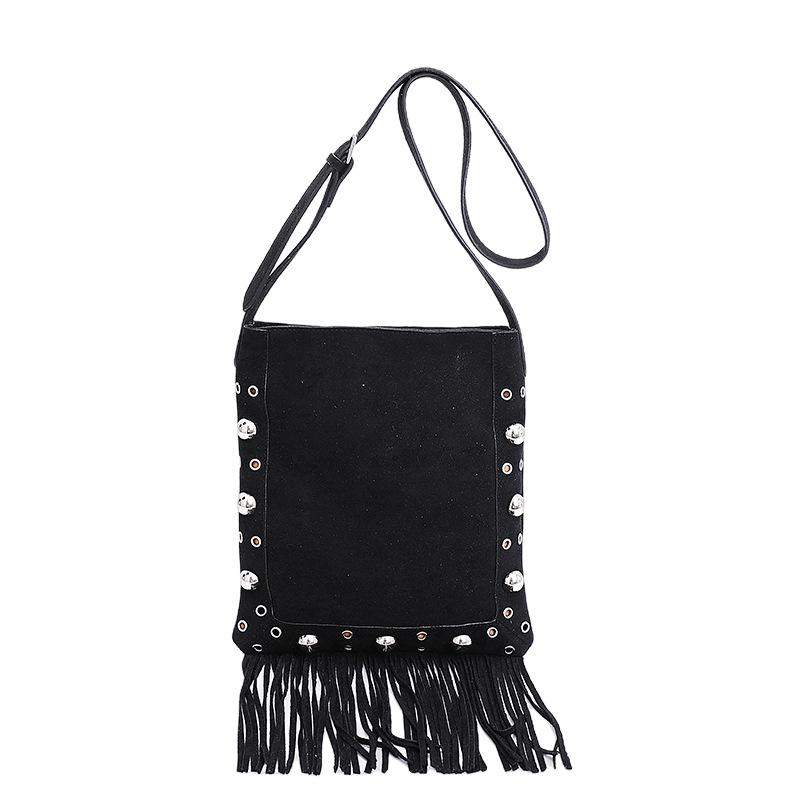 Suede Matte Leather Rivet Bucket Bag Single-shoulder Bag Large-capacity Commuting Crossbody Bag