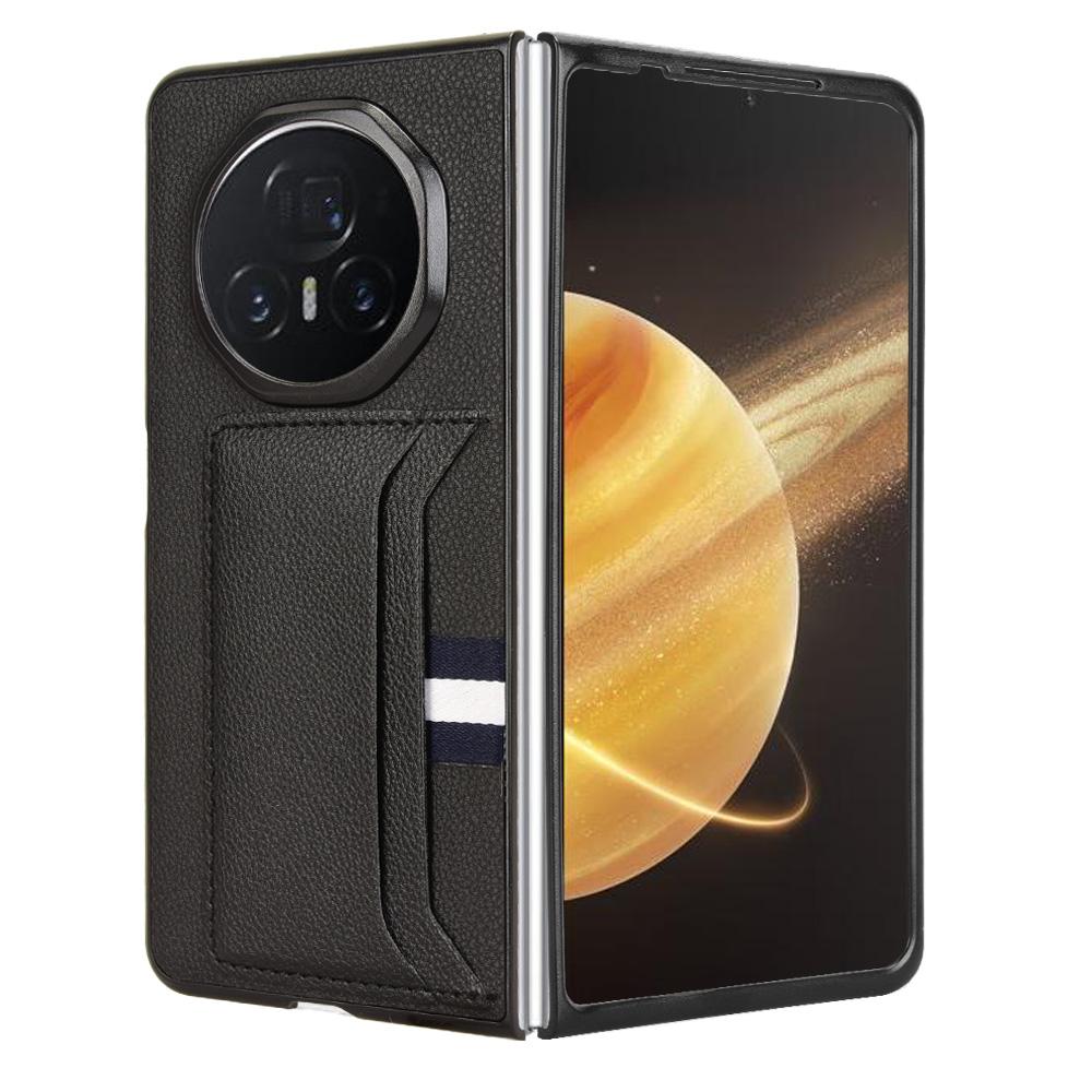 Für Honor Magic V3 5G Hülle Kartenhalter Litschi-Textur Leder+PC Falthandy-Hülle