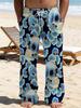 Casual men's printed loose straight trousers vacation beach pants men's European and American breathable