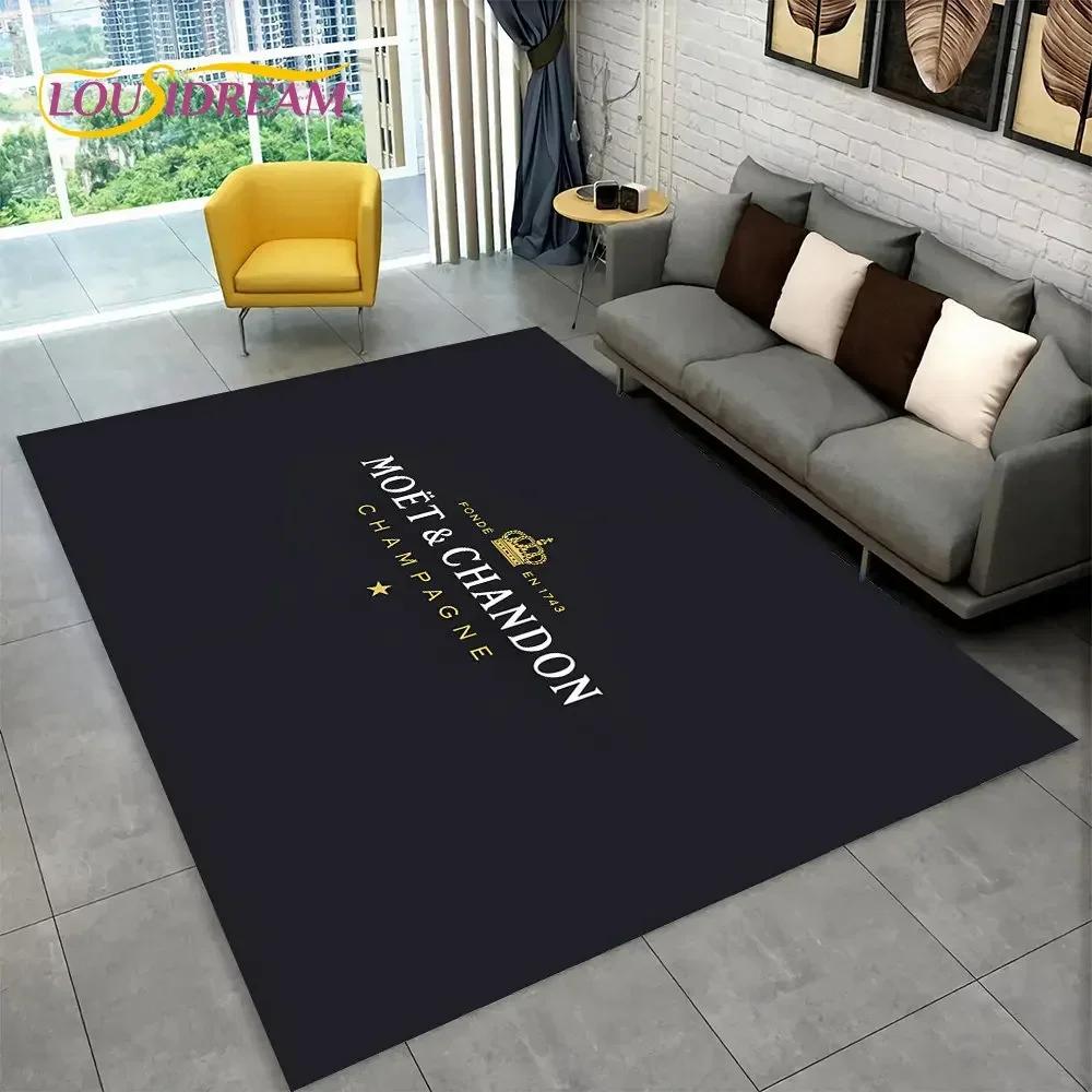 C-Champagne M-Moet & C-Chandon Teppich für Schlafzimmer Wohnzimmer Zuhause Sofa Dekoration, Kinderspiel Große Dekoration Bodenmatte Geschenk