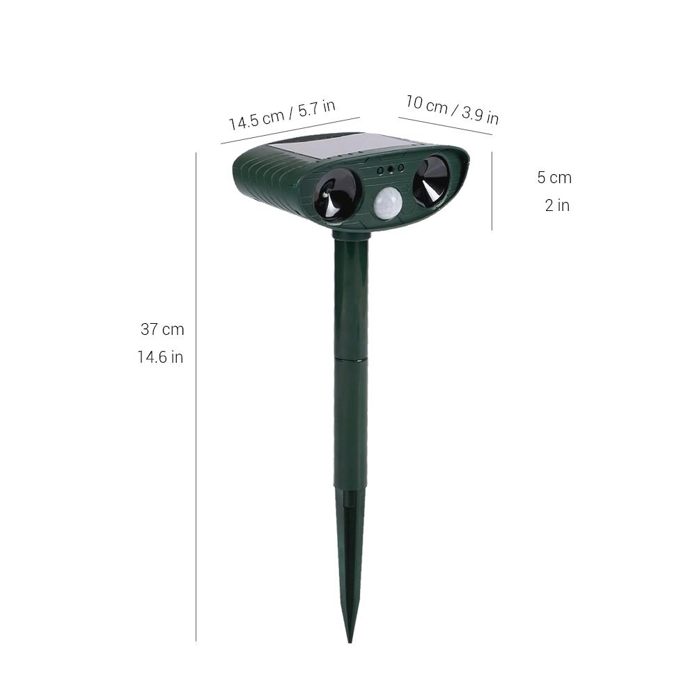 Outdoor Weatherproof Solar Powered Ultrasonic Animal Repeller with Flashing LED Light