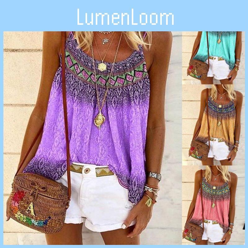 Stylish Plus Size Women's Floral Print Strappy Cami Tops For Summer Casual Wear