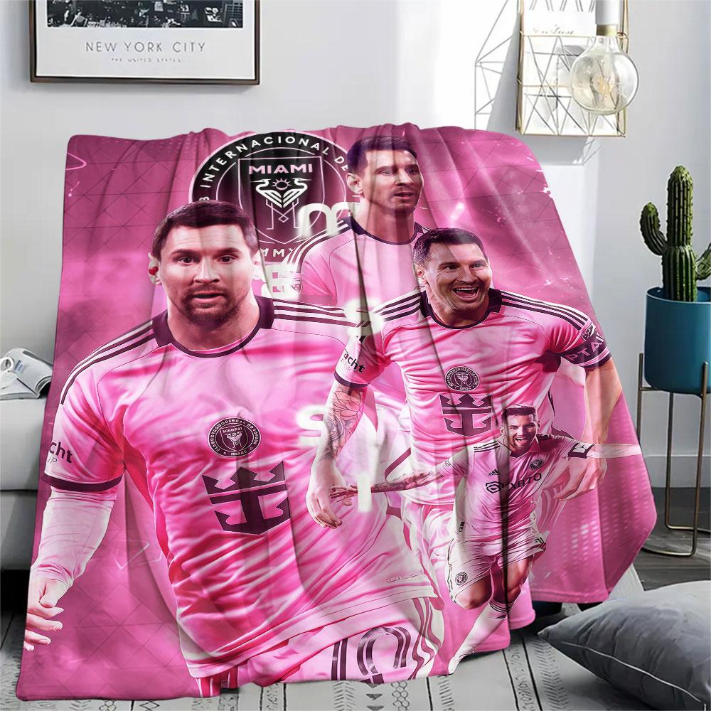 1PC Lionel Messi Patterned Flannel Blanket Suitable For All Seasons for Home Decor Warmth and Comfort Gifts Holiday Present