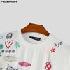 INCERUN Summer Men Short Sleeve Cartoon Print Casual T-shirts Tee