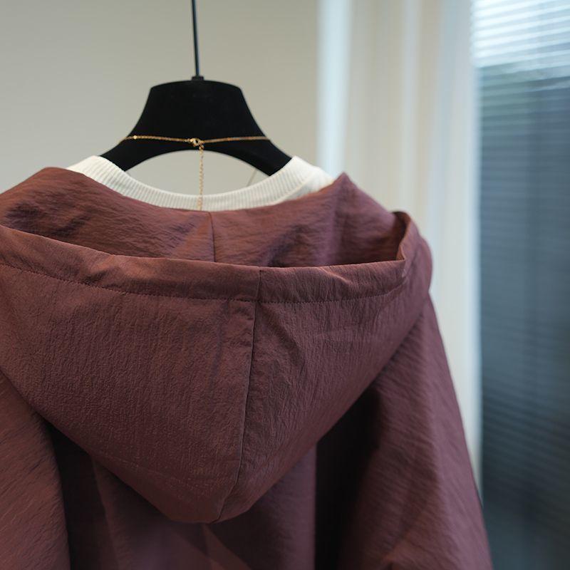 Fashionable and Comfortable Loose Hooded Drawstring Short Windbreaker Jacket for Women