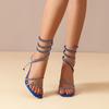 New Lace-Up Roman Sandals Feminine Stiletto Versatile Snake Wrap Anti-Slip Wear-Resistant High Heels Summer