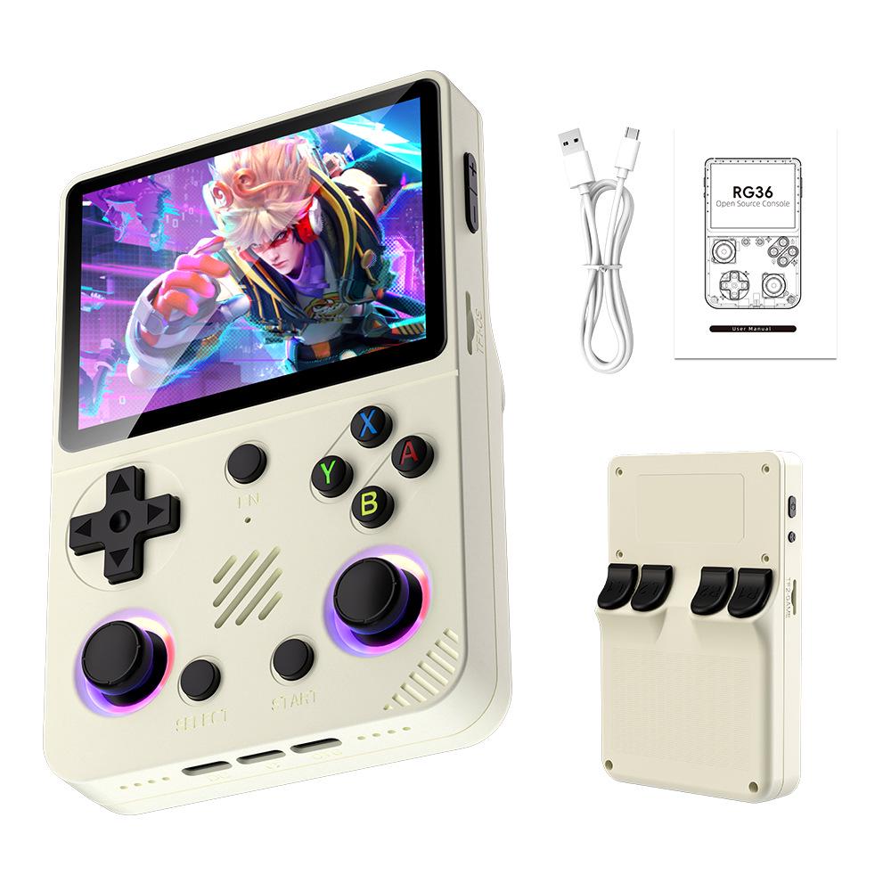 

RG36 Open Source Pro Handheld Console - New Model GBA Portable, Nostalgic Mini Arcade with RGB Colorful Lights. 64G English
