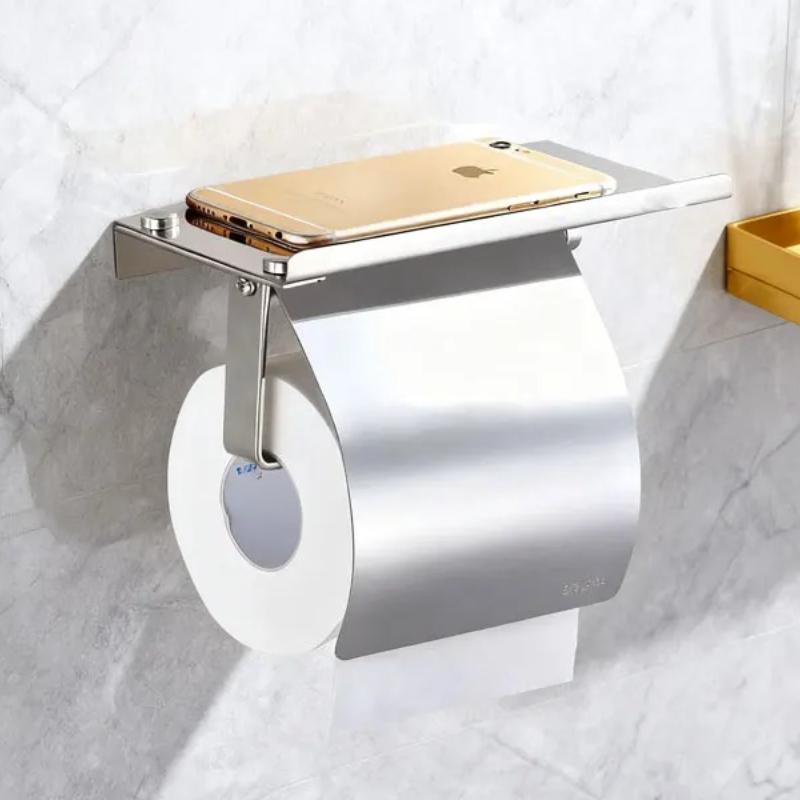Papiertuchhalter Edelstahl Toilettenpapierhalter Badezimmerregal Toilettenzubehör Küche Wandhängend Toilettenpapierrollenhalter