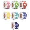7x Цветные наклейки-этикетки с размерами одежды XS XXL 0,98 дюйма Самоклеящаяся круглая бумага для розничной торговли