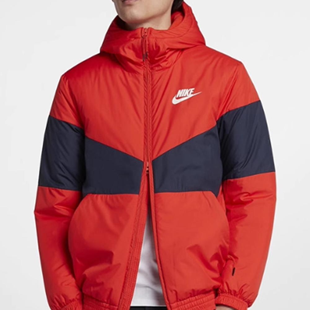 Nike Sports Casual Warm Color Block Jacket Men Jackets Red AJ1021-634
